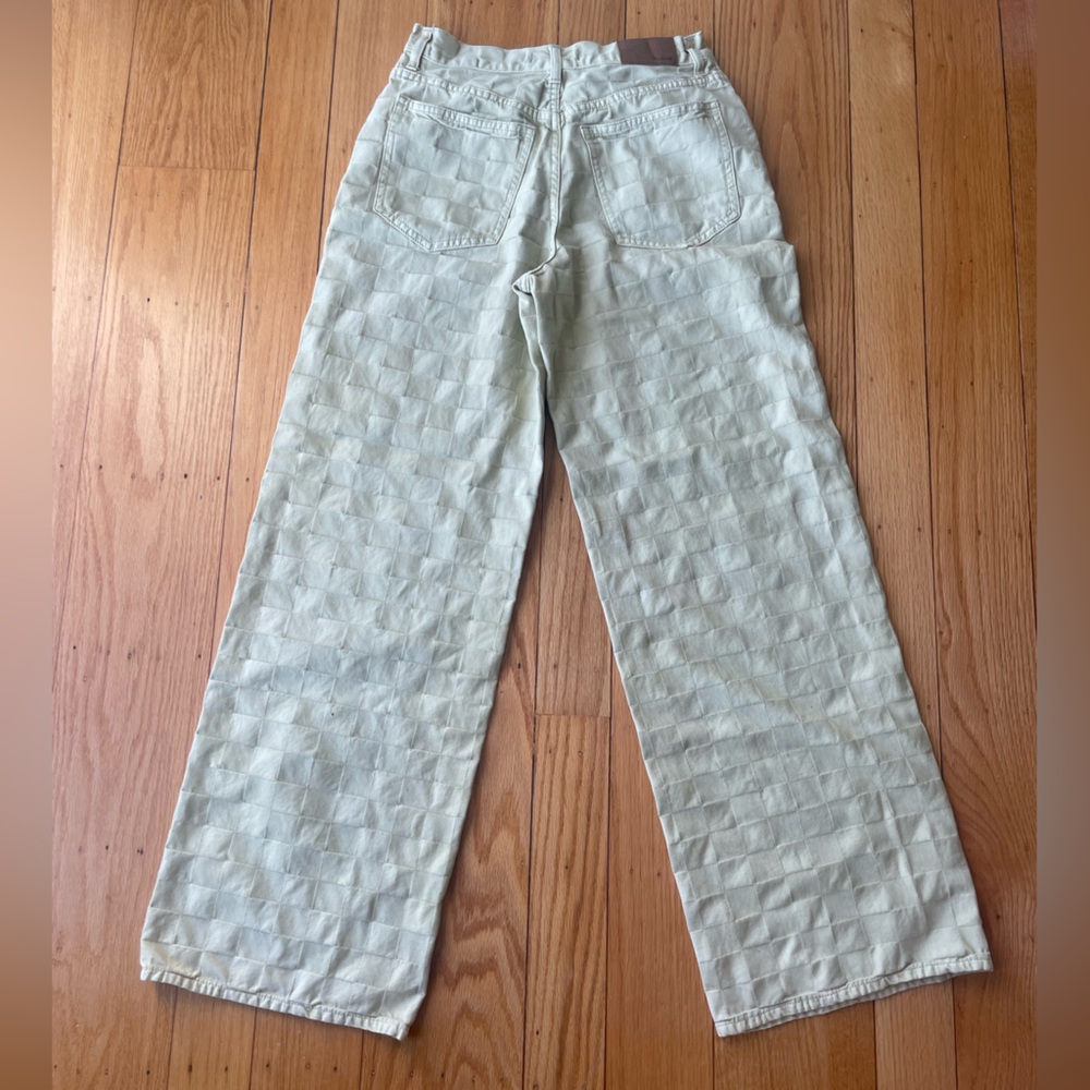 Madewell High-Rise Wide Leg Jeans in Pale Beige Checkered - Picture 6 of 7